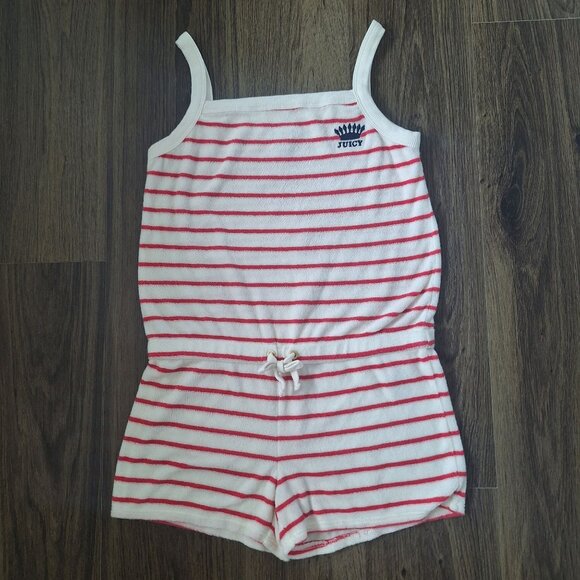 💙 Juicy Couture Girls Soft Romper Size L Girly Striped Beach Summer Fun Outfit - Picture 8 of 8